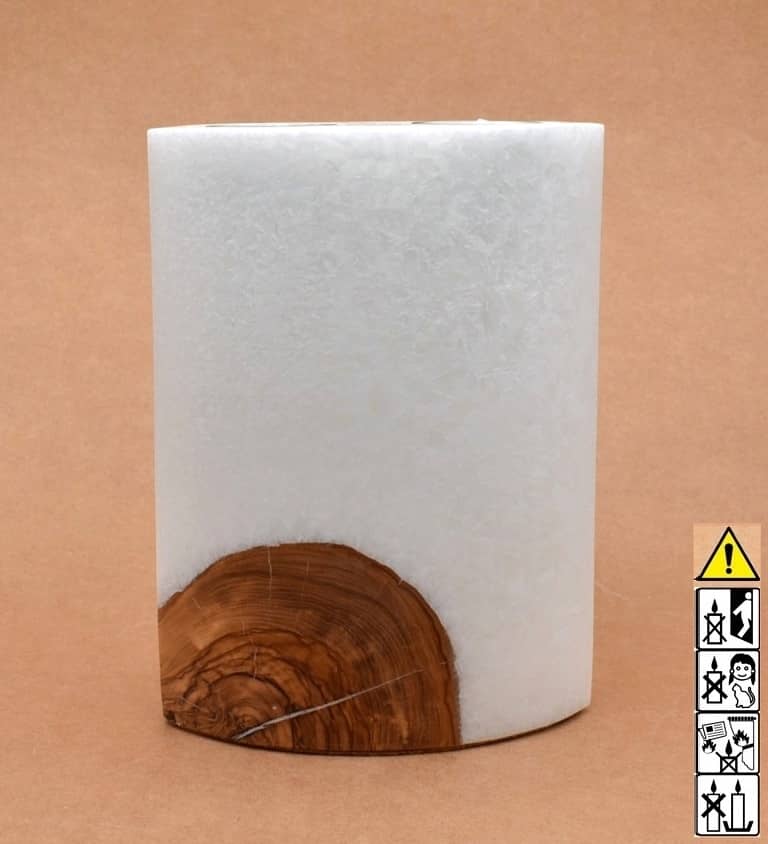 Kerze mit Holzelement, Individuelle, persönliche Hochzeitskerze  Holzkerze, Rund Stearinoptik, Hochzeitskerze mit Teelicht im Kerzen online Shop für Hochzeiten bestellen, günstig kaufen.