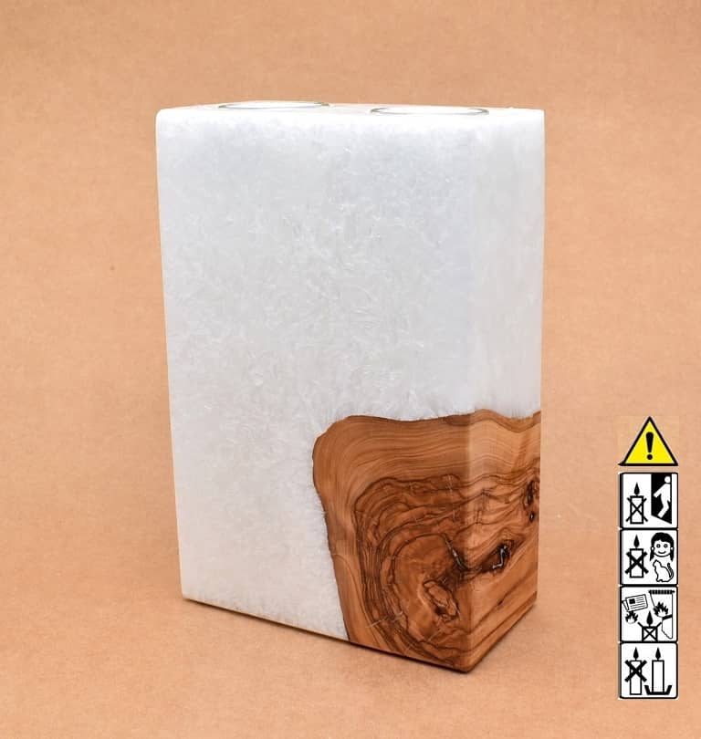 Hochzeitskerze, Kerze mit Holzeinsatz, Teelicht rund, Stearin, im Kerzen online Shop für Hochzeiten bestellen, günstig kaufen.