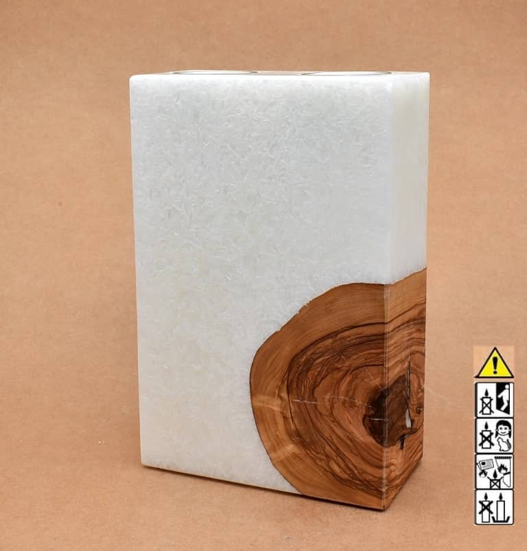 Kerze mit Holz Unikat Quader 140 x 70 x 210 mm 2 x Teelicht Nr 4