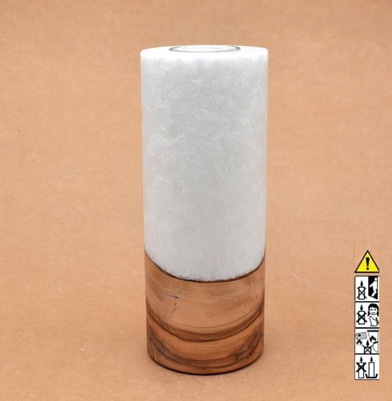 Kerze mit Holz Unikat Rund 80 x 200 mm mit Teelicht Nr.: 25