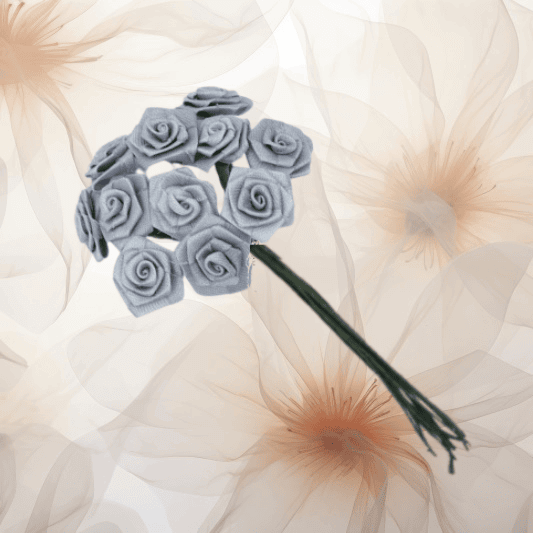 Dior-Rose Ø 14 mm in hellgrau für Hochzeitsanstecker - Büscherl Dior-Rose Ø 14 mm in hellgrau für Hochzeitsanstecker - Büscherl