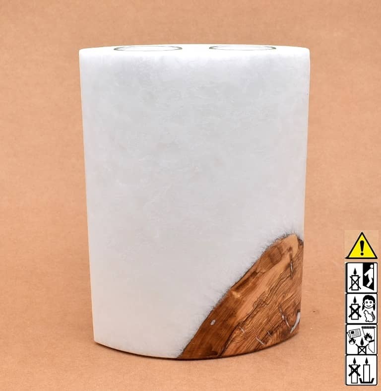 Kerze mit Holzelement, Individuelle, persönliche Hochzeitskerze  Holzkerze, Rund Stearinoptik, Hochzeitskerze mit Teelicht im Kerzen online Shop für Hochzeiten bestellen, günstig kaufen.