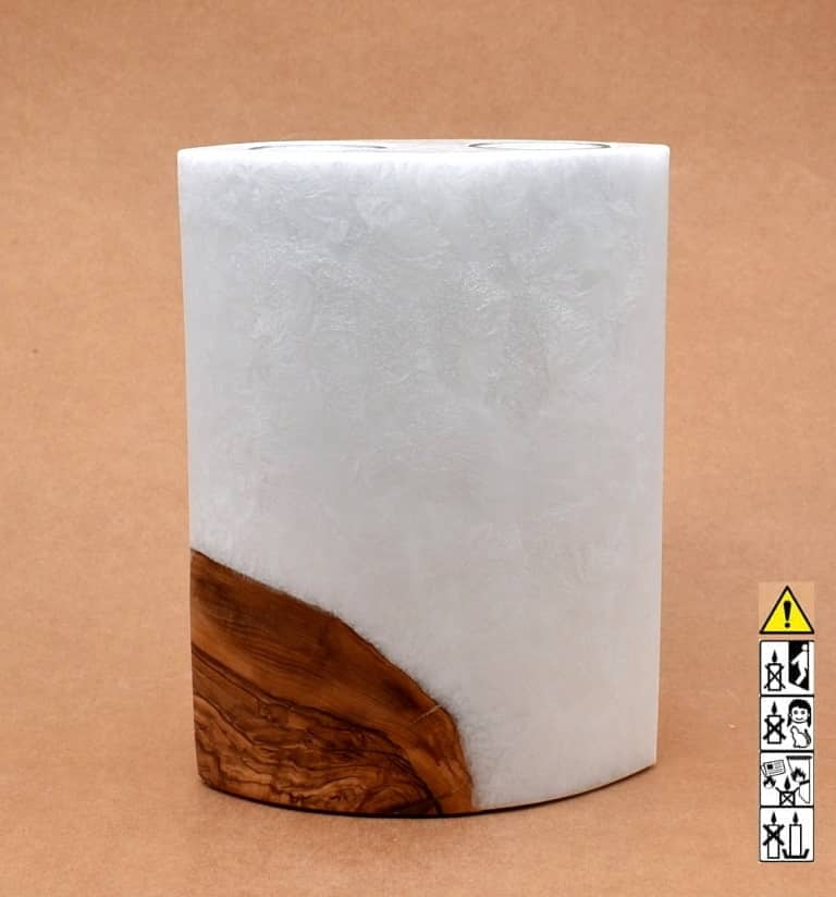 Kerze mit Holzelement, Individuelle, persönliche Hochzeitskerze  Holzkerze, Rund Stearinoptik, Hochzeitskerze mit Teelicht im Kerzen online Shop für Hochzeiten bestellen, günstig kaufen.