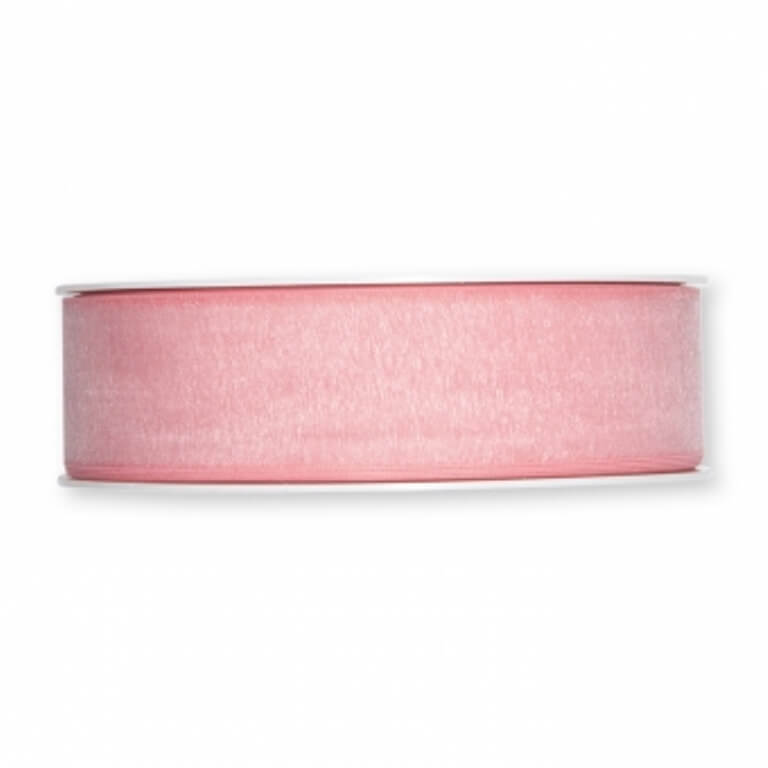 25mm Organzaband / Chiffonband. Farbe: rosa