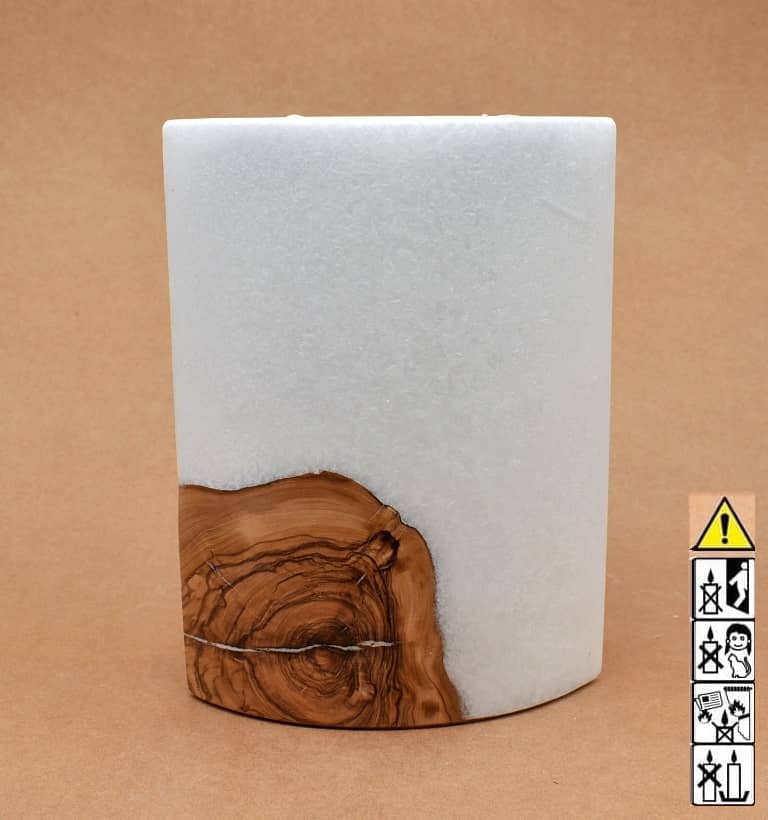 Kerze mit Holzelement, Individuelle, persönliche Hochzeitskerze  Holzkerze, Rund Stearinoptik, Hochzeitskerze mit Teelicht im Kerzen online Shop für Hochzeiten bestellen, günstig kaufen.