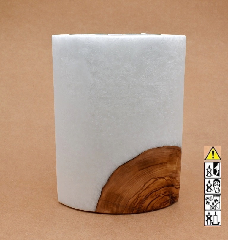 Kerze mit Holzelement, Individuelle, persönliche Hochzeitskerze  Holzkerze, Rund Stearinoptik, Hochzeitskerze mit Teelicht im Kerzen online Shop für Hochzeiten bestellen, günstig kaufen.