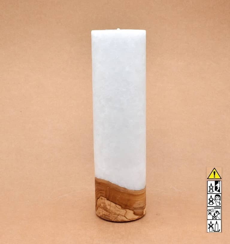 Kerze mit Holz Unikat Rund 70 x 250 mm mit Teelicht Nr.: 5