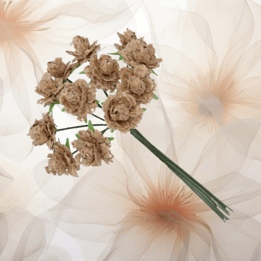 Jute - Rose ⌀ 15 mm in natur für Hochzeitsanstecker - Büscherl