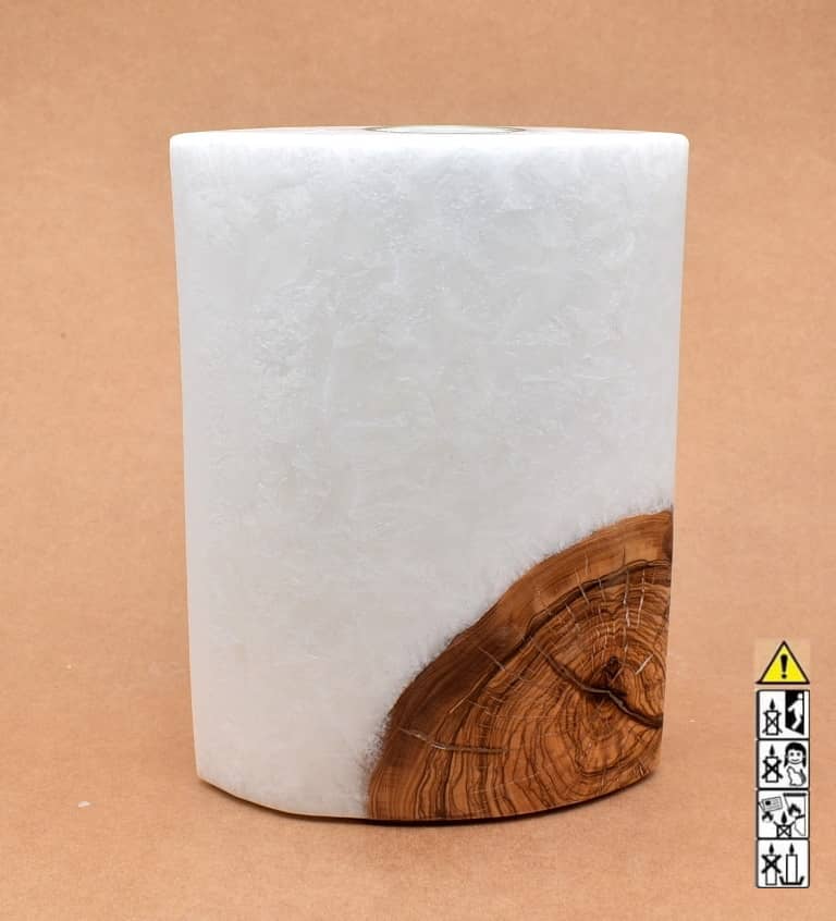 Kerze mit Holz Individuelle, perönliche Hochzeitskerze  Oval Kanten spitz  mit Teelicht im Kerzen online Shop für Hochzeiten bestellen, günstig kaufen.