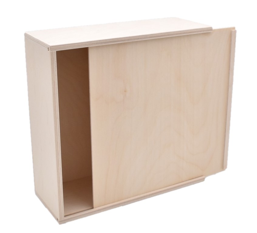Kerzenbox aus Holz mit Holz-Schiebedeckel Innen = 240 x 240 x 90 mm
