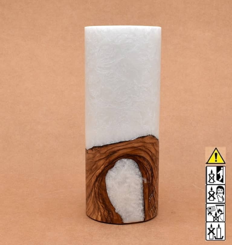 Kerze mit Holz Unikat Rund 80 x 200 mm mit Teelicht Nr.: 38 Kerze mit Holz Unikat Rund 80 x 200 mm mit Teelicht Nr.: 38