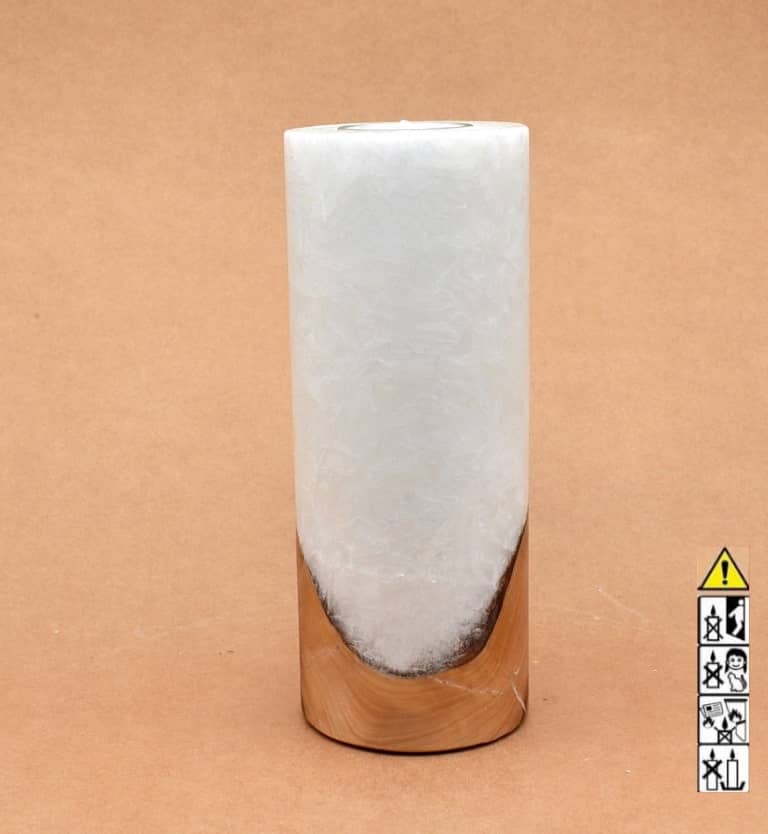 Hochzeitskerze, Kerze mit Holzeinsatz, Teelicht rund, Stearin, im Kerzen online Shop für Hochzeiten bestellen, günstig kaufen.