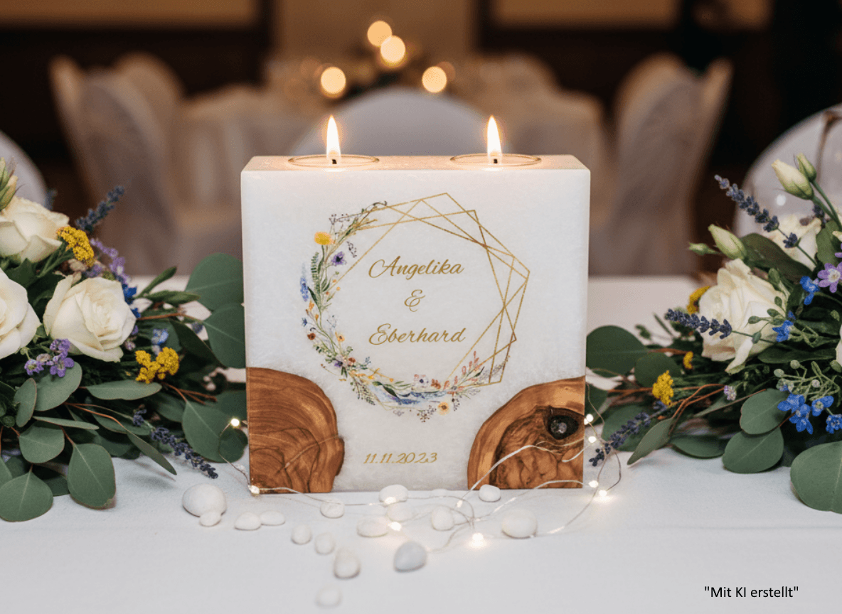 Hochzeitskerzen mit Holz selbst gestalten ❤️ Kerzen online kaufen