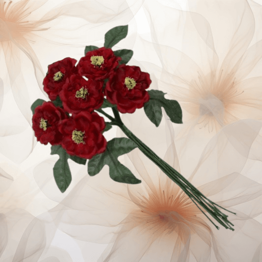Buschröschen ⌀ 22 mm in weinrot für Hochzeitsanstecker - Büscherl