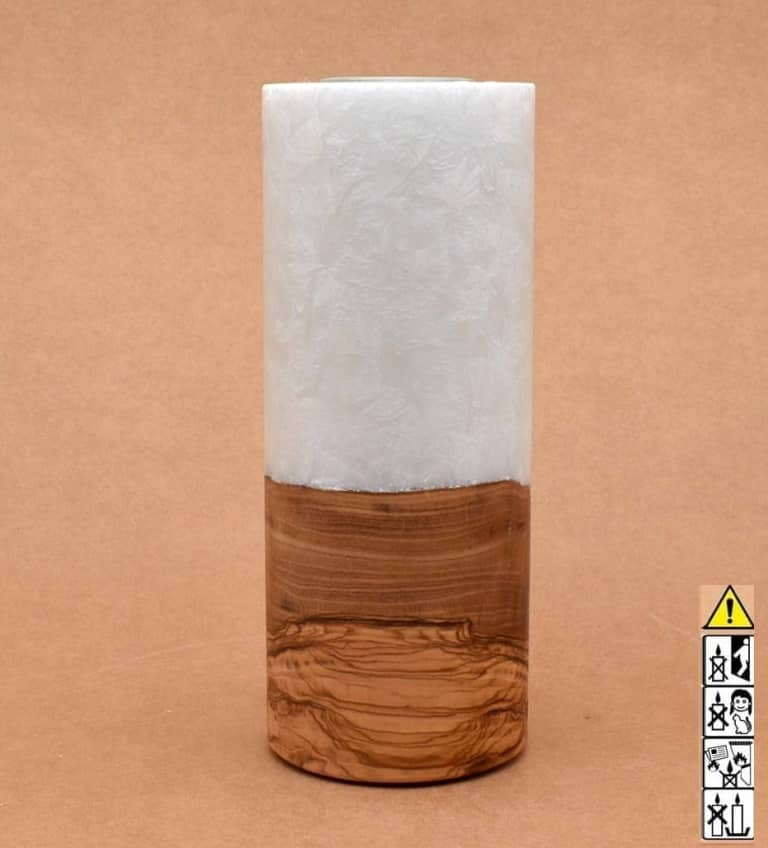 Kerze mit Holz Unikat Rund 80 x 200 mm mit Teelicht Nr.: 21 Kerze mit Holz Unikat Rund 80 x 200 mm mit Teelicht Nr.: 21