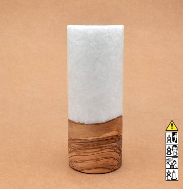 Hochzeitskerze, Kerze mit Holzeinsatz, Teelicht rund, Stearin, im Kerzen online Shop für Hochzeiten bestellen, günstig kaufen.