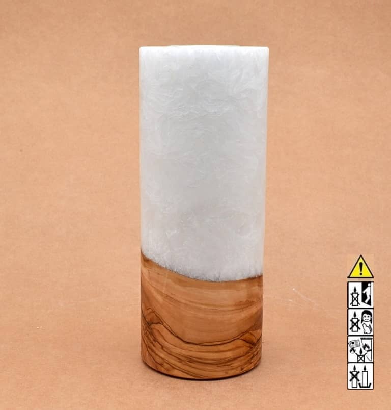 Hochzeitskerze, Kerze mit Holzeinsatz, Teelicht rund, Stearin, im Kerzen online Shop für Hochzeiten bestellen, günstig kaufen.
