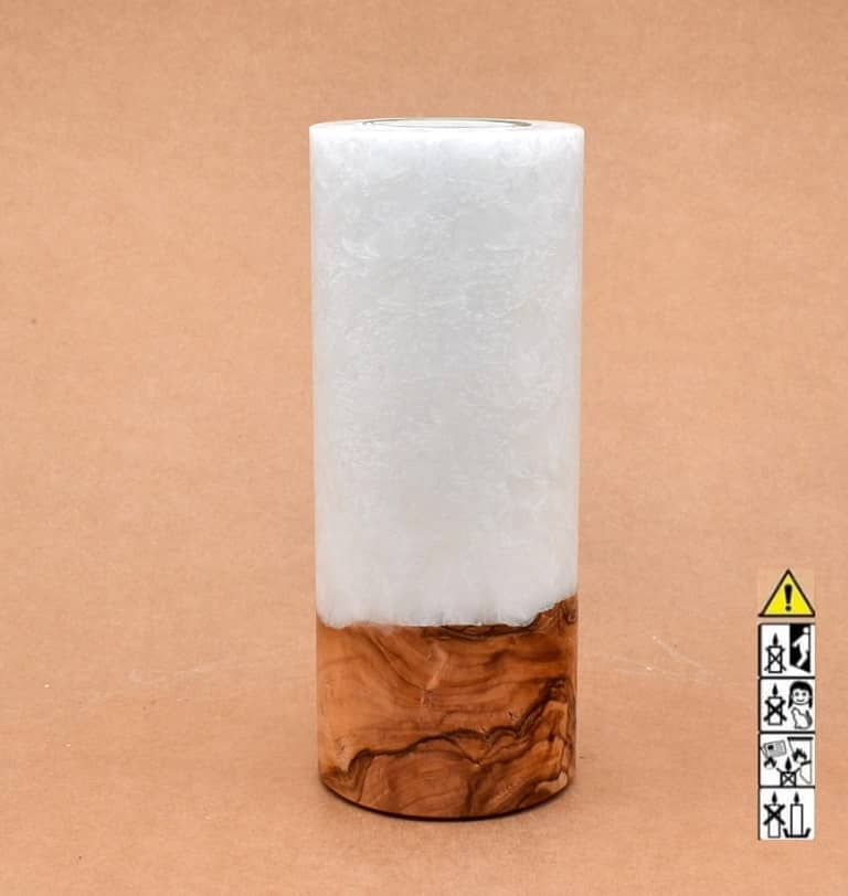 Hochzeitskerze, Kerze mit Holzeinsatz, Teelicht rund, Stearin, im Kerzen online Shop für Hochzeiten bestellen, günstig kaufen.