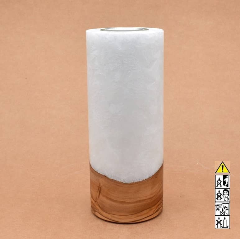 Hochzeitskerze, Kerze mit Holzeinsatz, Teelicht rund, Stearin, im Kerzen online Shop für Hochzeiten bestellen, günstig kaufen.