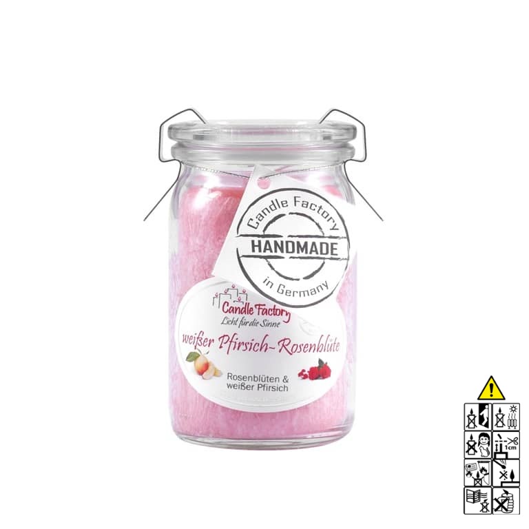 Hochwertige Duftkerze von Candle Factory wei?er Pfirsich Rosenbl?te Mini Jumbo Duftkerze im Glas in der Farbe rose g?nstig in Kerzen Online Shop kaufen. Duftkerzen im Glas. Geschenkidee wei?er Pfirsich Rosenbl?te Mini Jumbo Duftkerze im Glas in der Farbe