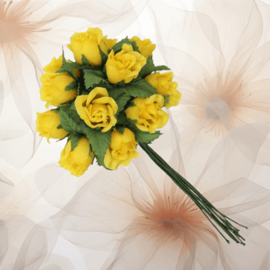 Farm - Rose ⌀ 15 mm in goldgelb für Hochzeitsanstecker - Büscherl