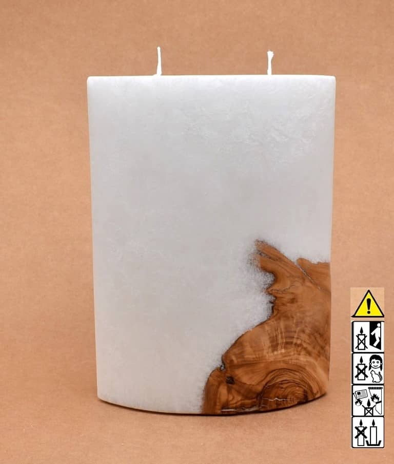 Kerze mit Holz Oval Kanten spitz 210 x 140 x 80 mm 2 x Docht. Nr.: 6 Kerze mit Holz Oval Kanten spitz 210 x 140 x 80 mm 2 x Docht. Nr.: 6
