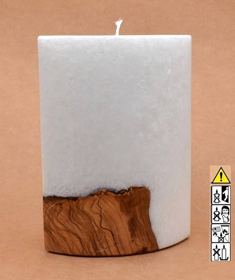 Kerze mit Holz Oval Kanten spitz 210 x 140 x 80 mm 1 x Docht. Nr.: 6 Kerze mit Holz Oval Kanten spitz 210 x 140 x 80 mm 1 x Docht. Nr.: 6