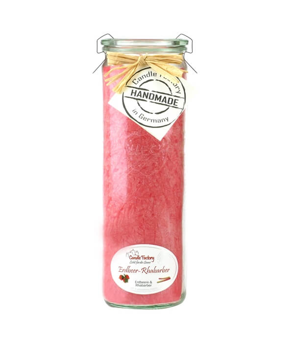 Candle Factory Duftkerze im Weck Glas aus Stearinwachs mit dem Duft Erdbeer-Rhabarber Big Jumbo