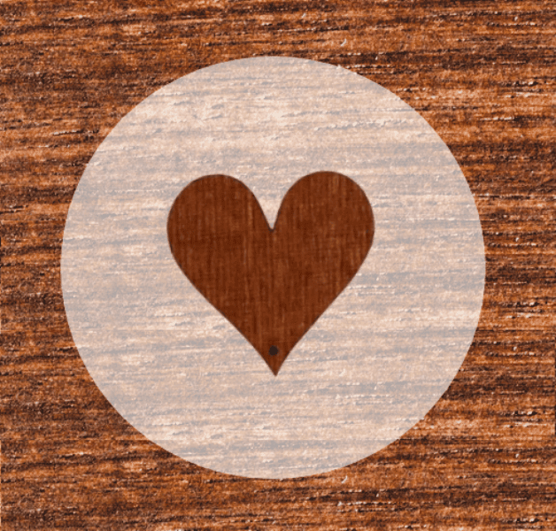 Holzherz dunkel voll 38 x 36 mm für Hochzeitsanstecker