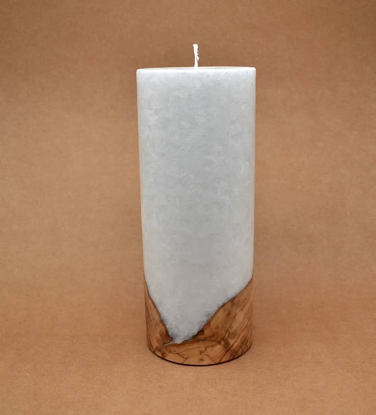 Kerze mit Holz Unikat Rund 100 x 250 mm mit Docht Nr.: 10