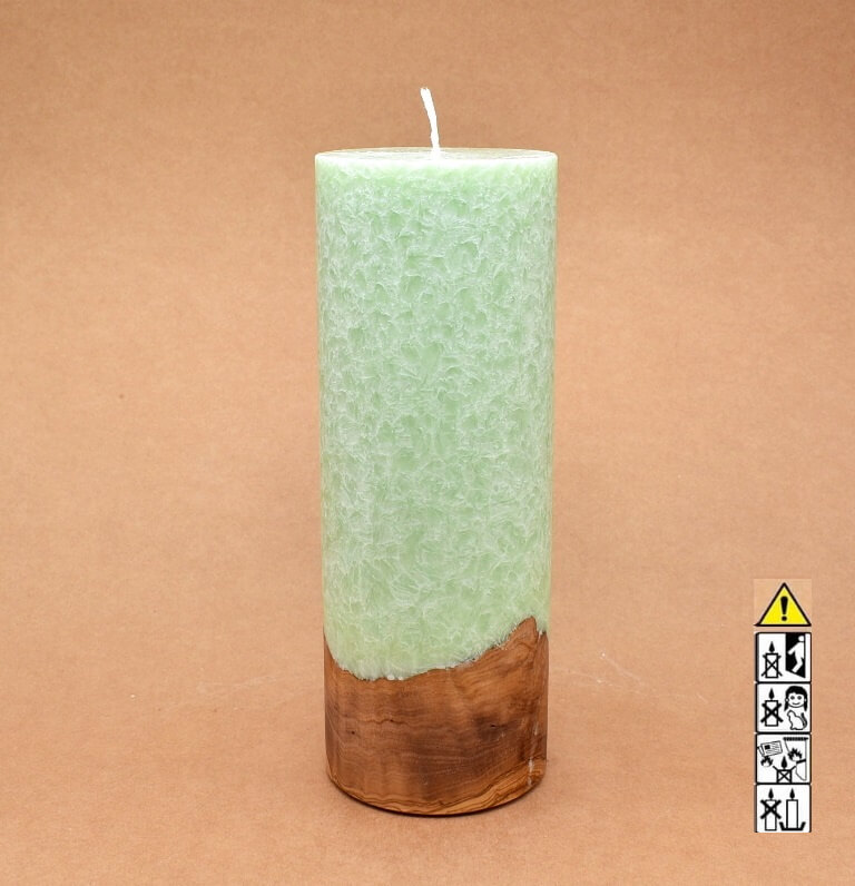 Hochzeitskerze, Kerze mit Holzeinsatz, Teelicht rund, beige. Individuelle, perönliche Hochzeitskerze  im Kerzen online Shop für Hochzeiten bestellen, günstig kaufen.
