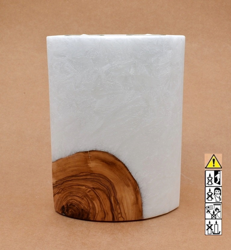 Kerze mit Holzelement, Individuelle, persönliche Hochzeitskerze  Holzkerze, Rund Stearinoptik, Hochzeitskerze mit Teelicht im Kerzen online Shop für Hochzeiten bestellen, günstig kaufen.