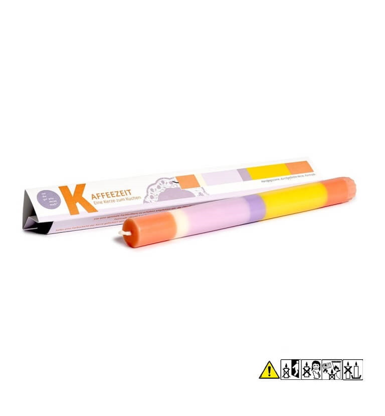 Bunte Stabkerze "Kaffeezeit" 22 x 230 mm (ohne Deko)