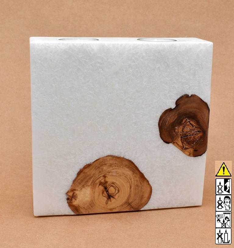 Kerze mit Holz Unikat Quader 70 x 200 x 200 mm 2 x Teelicht Nr.6. Jetzt in unserem Geschenke Onlineshop kaufen.