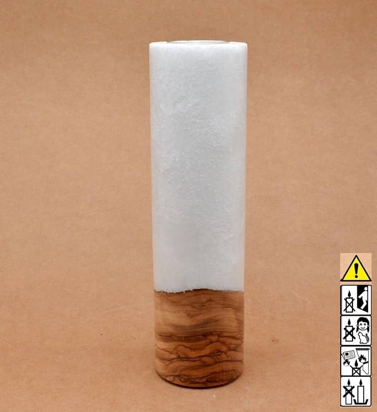 Kerze mit Holz Unikat Rund 70 x 250 mm mit Teelicht Nr.: 2