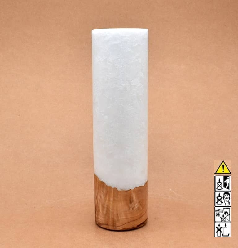 Kerze mit Holz Unikat Rund 70 x 250 mm mit Teelicht Nr.: 2