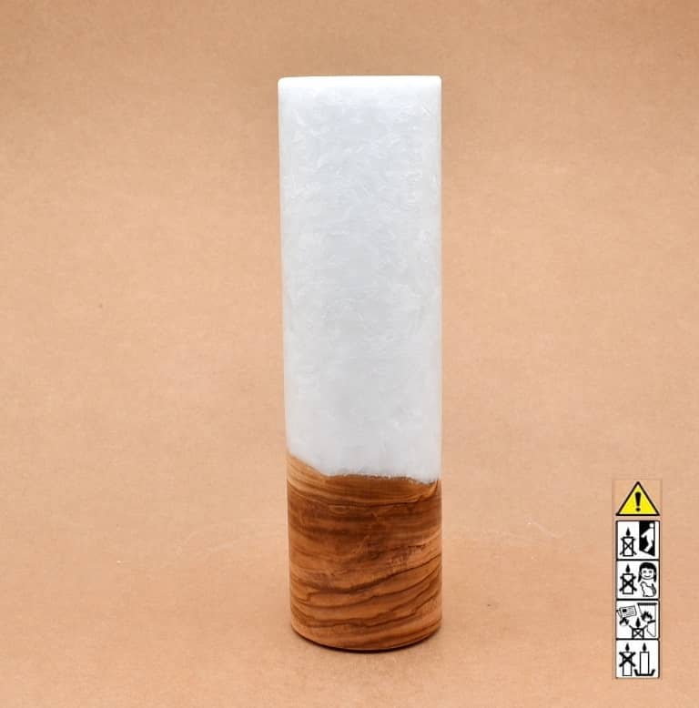 Kerze mit Holz Unikat Rund 70 x 250 mm mit Teelicht Nr.: 2