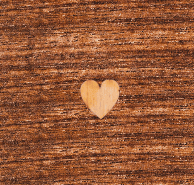 Holzherz bauchig 16 x 16 mm für Hochzeitsanstecker - Büscherl