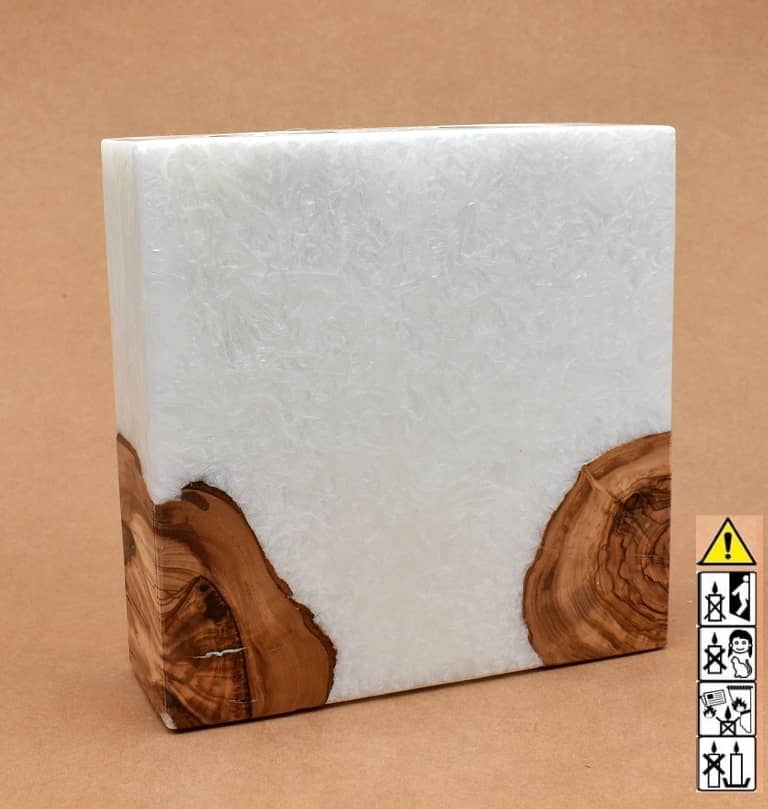 Kerze mit Holzelement, Unikat Holzkerze, Rechteckig Stearinoptik, Kerze mit Teelicht Nummer 2