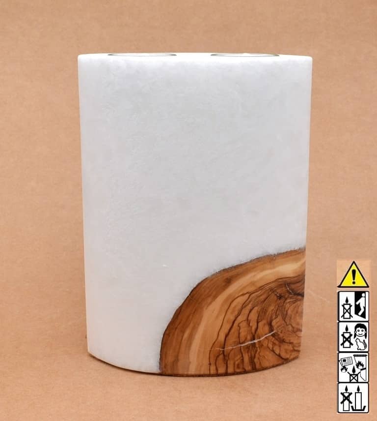 Kerze mit Holzelement, Individuelle, persönliche Hochzeitskerze  Holzkerze, Rund Stearinoptik, Hochzeitskerze mit Teelicht im Kerzen online Shop für Hochzeiten bestellen, günstig kaufen.