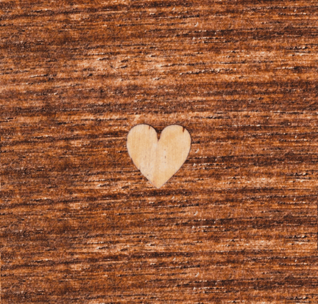 Holzherz bauchig 20 x 20 mm für Hochzeitsanstecker - Büscherl