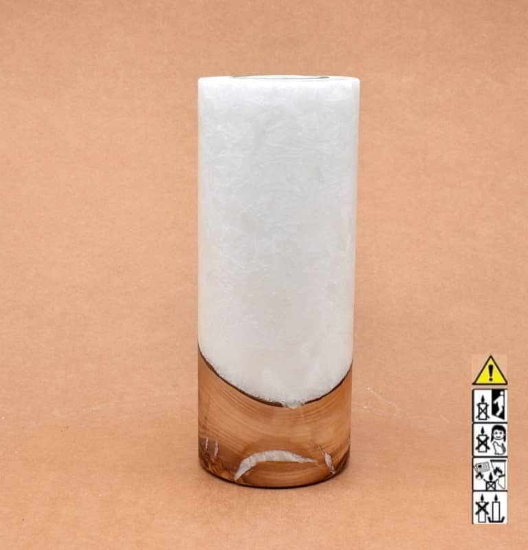 Hochzeitskerze, Kerze mit Holzeinsatz, Teelicht rund, Stearin, im Kerzen online Shop für Hochzeiten bestellen, günstig kaufen.