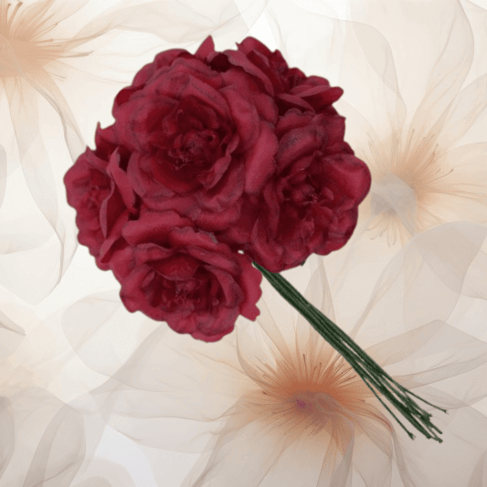 Englische Rose ⌀ 45 mm in weinrot für Hochzeitsanstecker - Büscherl