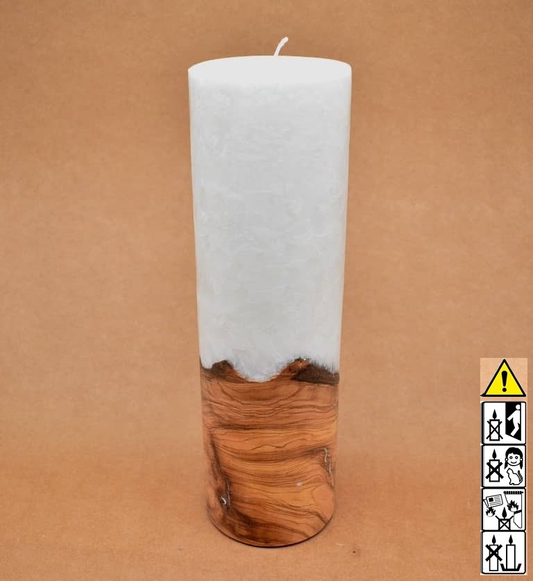 Kerze mit Holzelement, Individuelle, persönliche Hochzeitskerze  Holzkerze, Rund Stearinoptik, Hochzeitskerze mit Teelicht im Kerzen online Shop für Hochzeiten bestellen, günstig kaufen.