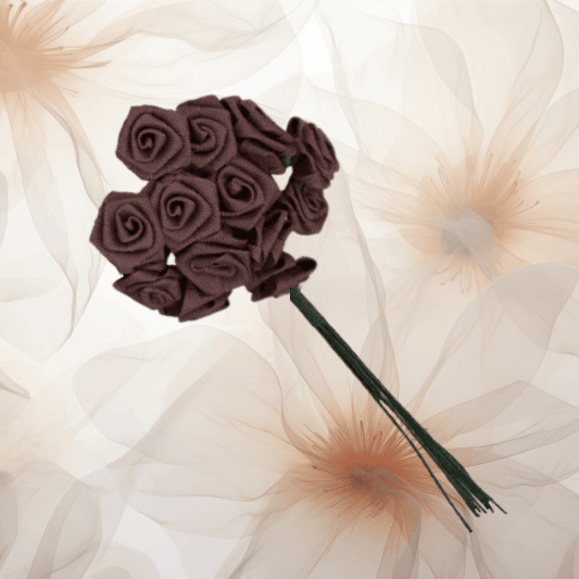 Dior-Rose klein Ø 10 mm in matt braun für Hochzeitsanstecker - Büscherl