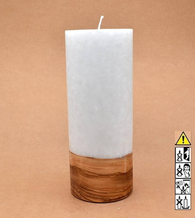 Kerze mit Holz Unikat Rund 100 x 250 mm mit Docht Nr.: 3