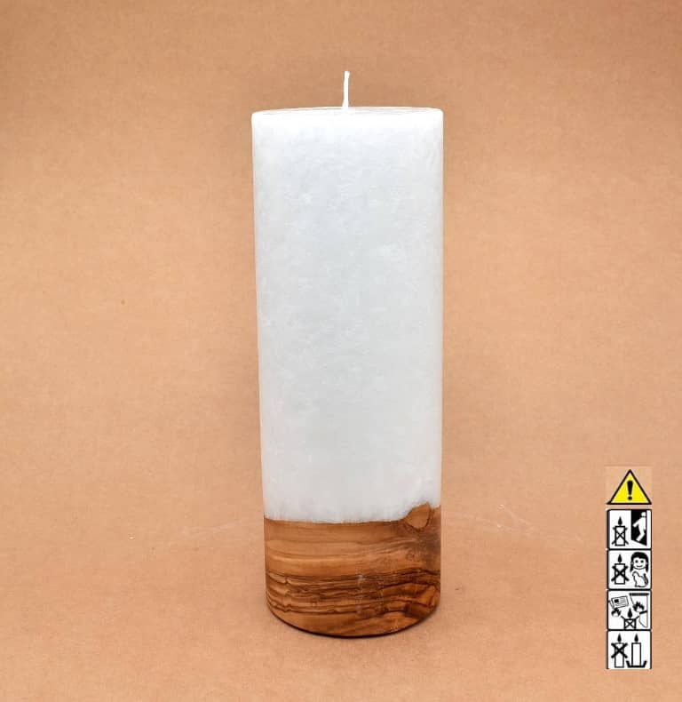 Kerze mit Holzelement, Individuelle, persönliche Hochzeitskerze  Holzkerze, Rund Stearinoptik, Hochzeitskerze mit Teelicht im Kerzen online Shop für Hochzeiten bestellen, günstig kaufen.