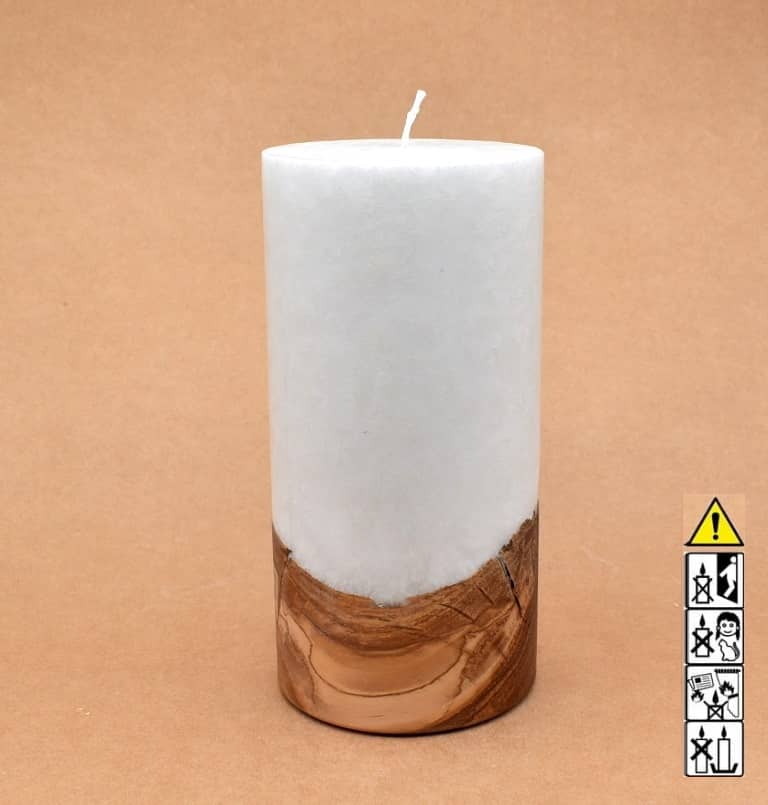 Hochzeitskerze, Kerze mit Holzeinsatz ohne Teelicht rund, Stearin, im Kerzen online Shop für Hochzeiten bestellen, günstig kaufen.