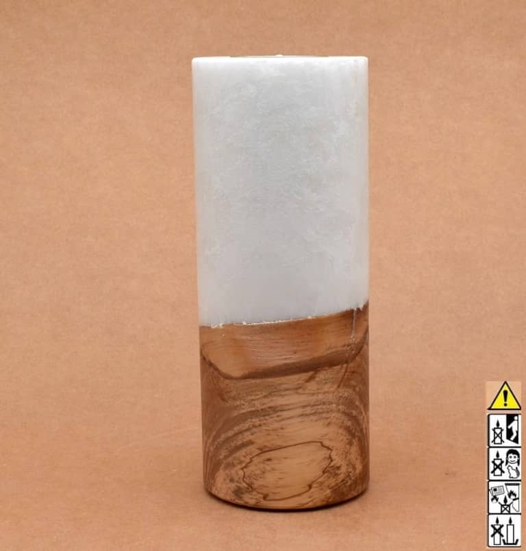 Kerze mit Holz Unikat Rund 80 x 200 mm mit Teelicht Nr.: 24 Kerze mit Holz Unikat Rund 80 x 200 mm mit Teelicht Nr.: 24