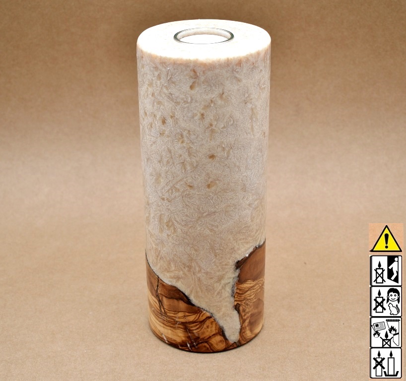 Kerze mit Holz, Unikat Holzkerze, Individuelle runde Hochzeitskerze mit Holz aus Stearin. Kerze mit Holzelement, Individuelle, perönliche Hochzeitskerze  Holzkerze, Rund Stearinoptik, Hochzeitskerze mit Teelicht im Kerzen online Shop für Hochzeiten bestellen, günstig kaufen.